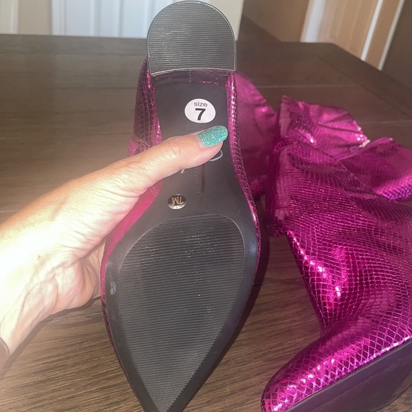 INC Paiton Metallic Berry Pink Snake Knee High Heeled Barbie- core boots… - Picture 11 of 16